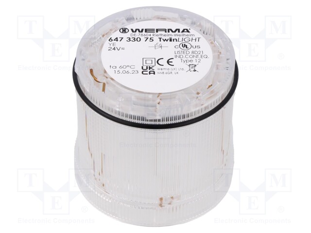 Signaller: lighting; LED; orange; 24VDC; 24VAC; IP65; Ø70x65.5mm