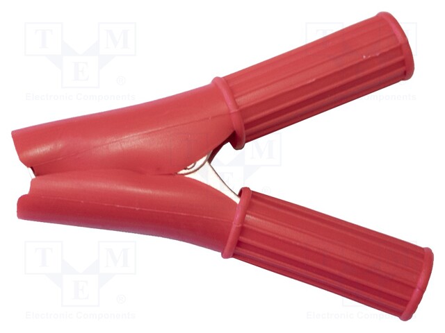 Crocodile clip; 50A; Grip capac: max.29mm; Overall len: 79mm; red