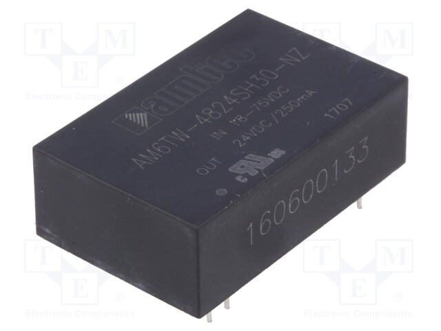 Converter: DC/DC; 6W; Uin: 18÷75V; 24VDC; Iout: 250mA; DIP24; 13g