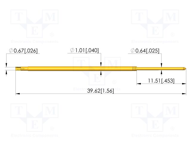 Test needle; Spring compression: 8mm; 10mm; 3A; steel; gold-plated