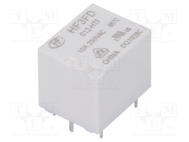 Relay: electromagnetic; SPST-NO; Ucoil: 12VDC; 10A/250VAC; 15A