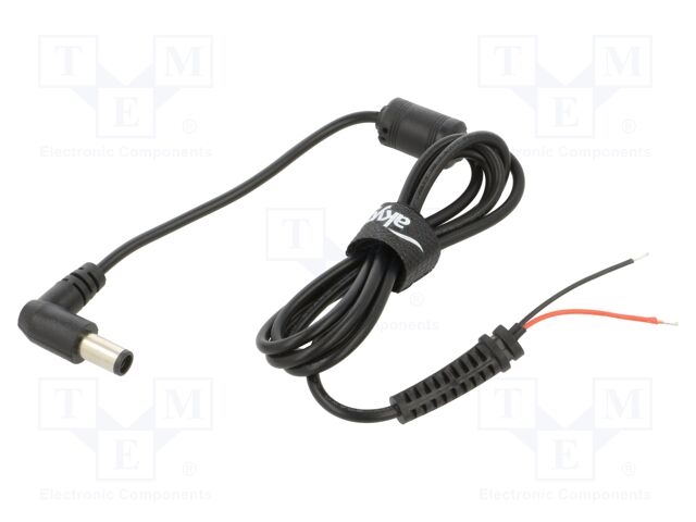 Cable; wires,DC 7,4/5,0 plug; straight; 0.5mm2; black; 1.2m