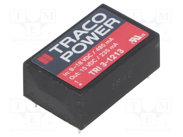 Converter: DC/DC; 3.5W; Uin: 9÷18V; Uout: 15VDC; Iout: 235mA; DIP24