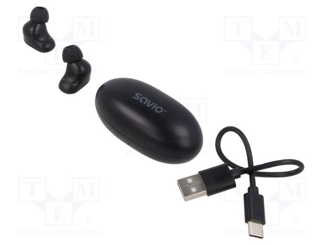 Wireless headphones with microphone; black; USB C; 20Hz÷20kHz