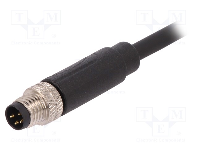 Connector: M8; male; PIN: 4; straight; plug; 3A; 30V; IP67; 1m; TPU