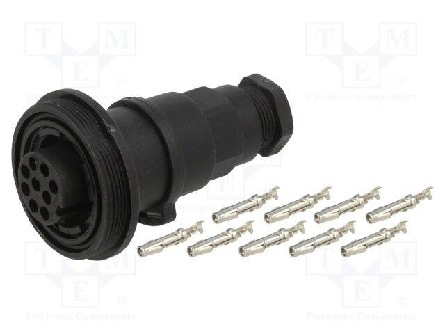 Connector: circular; plug; female; PIN: 9; 5A; 150V; with contacts