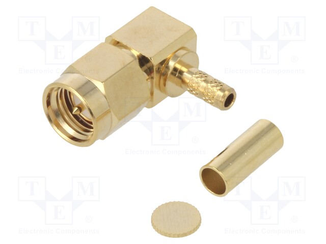 Plug; SMA; male; angled 90°; LMR100,RG174,RG316; crimped; teflon