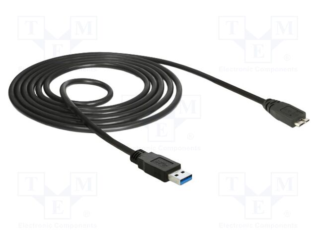 Cable; USB A plug,USB B micro plug; gold-plated; 1.5m; black; Cu