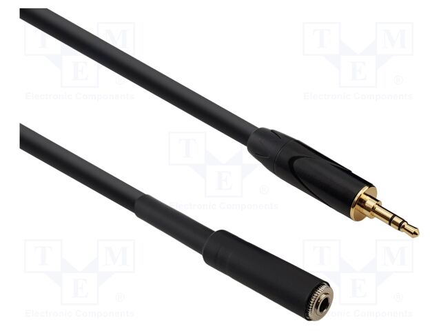 Cable; Jack 3.5mm socket,Jack 3.5mm plug; 2m; black; Øcable: 6mm