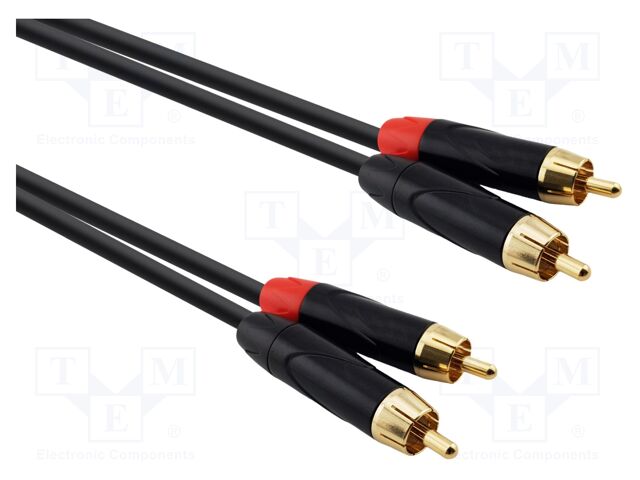 Cable; RCA plug x2,both sides; 6m; black; PVC