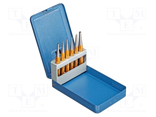 Kit: punches; metal container; 6pcs.