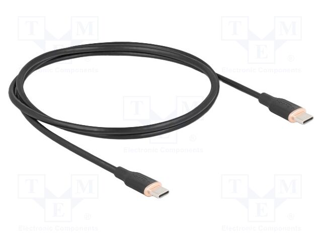 Cable; USB 2.0; USB C plug,both sides; gold-plated; 1m; black