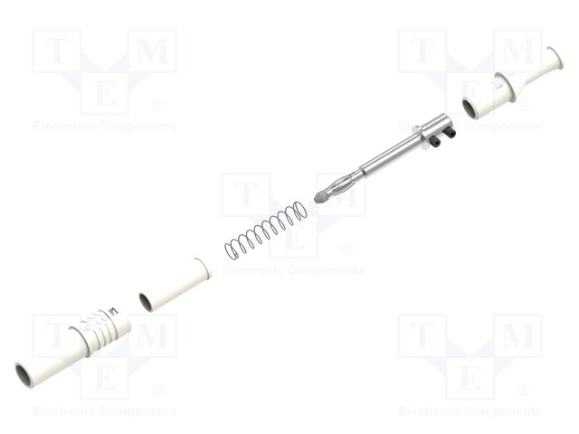 Connector: 4mm banana; plug; 36A; white; insulated; nickel plated