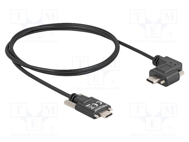 Cable; USB 2.0; USB C plug,USB C angled plug; 1m; black; 480Mbps