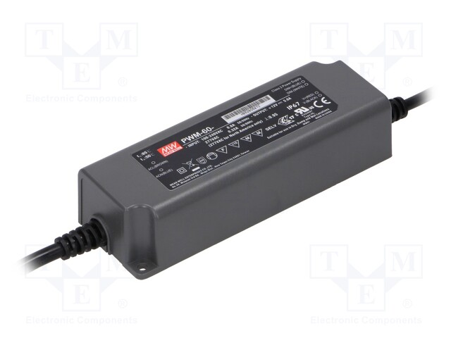 Power supply: switched-mode; for LED strips; 60W; 24VDC; 2.5A
