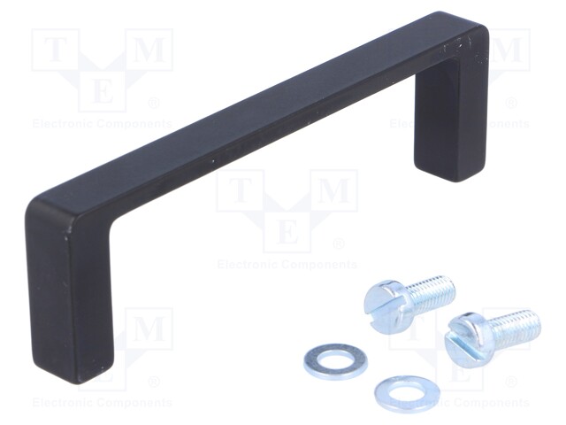 Handle; Mat: aluminium; black; H: 28mm; L: 98mm; W: 10mm