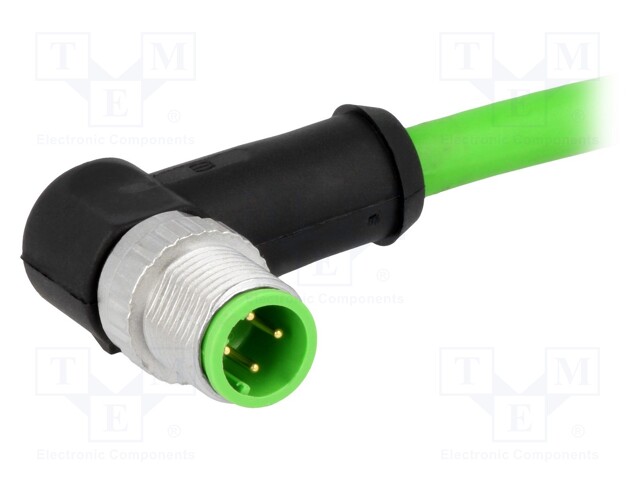 Plug; M12; PIN: 4; male; D code-Ethernet; 7.5m; Insulation: PVC