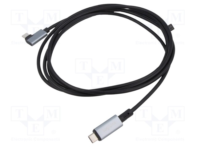 Cable; angular,USB 2.0; USB C plug,both sides; 2m; black; 480Mbps