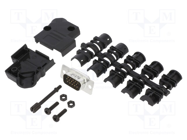 D-Sub HD; PIN: 15; male; unshielded; angled 45°; soldering; UNC4-40