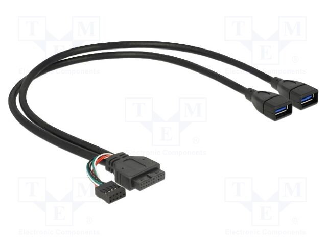 Cable; USB 3.0; 0.45m; 24AWG,28AWG; black; Connector colour: black