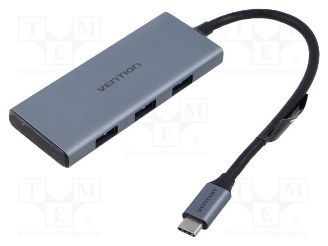 Hub USB; USB 3.0; grey; Number of ports: 7; 0.15m; Colour: black