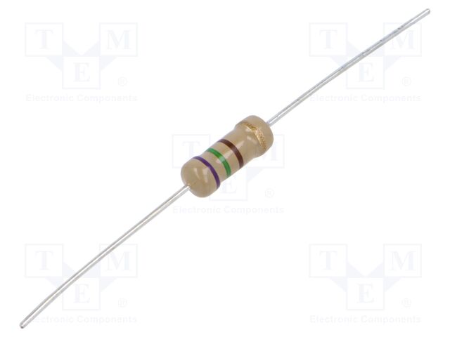 Resistor: carbon film; THT; 750Ω; 1W; ±5%; Ø5x12mm; axial