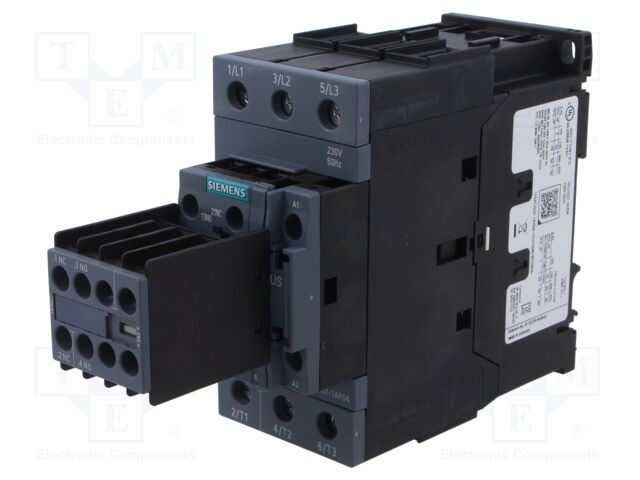 Relay Contactor, 3RT2 Series, 3PST-NO, 3P, 47 A, 37 kW, 690 VAC