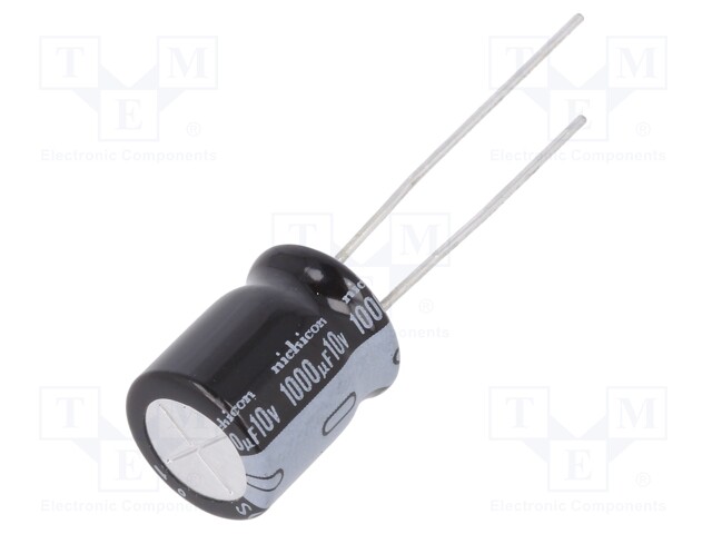Capacitor: electrolytic; THT; 1000uF; 10VDC; Ø10x12.5mm; Pitch: 5mm