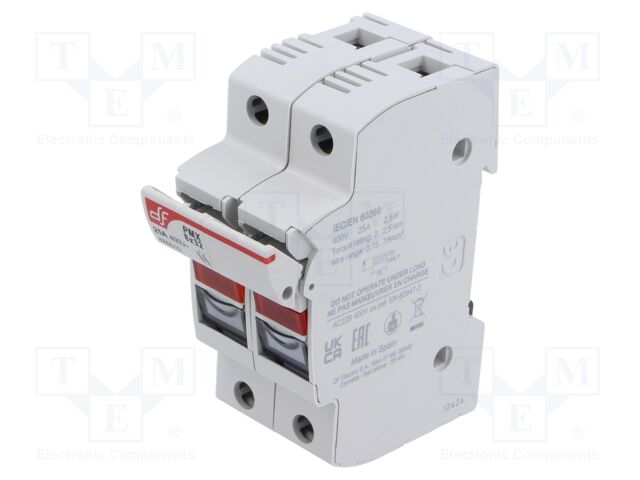 Fuse holder; cylindrical fuses; 8x32mm; Mounting: DIN; 25A; 400VAC