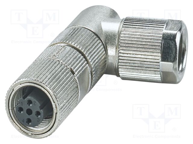 Connector: M12; plug; PIN: 4; 48V; angled; IP65; crimped; D code; 4A