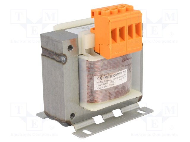 Transformer: mains; 80VA; 230VAC; 24V; Leads: terminal block; 1.2kg
