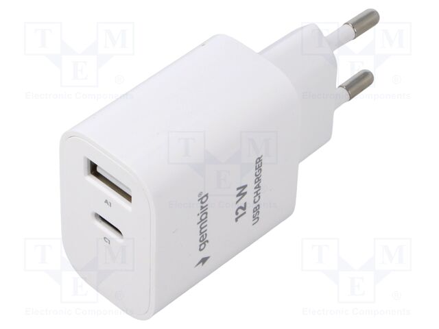 Power supply: switching; mains,plug-in; 5VDC; 2.4A; 12W; white