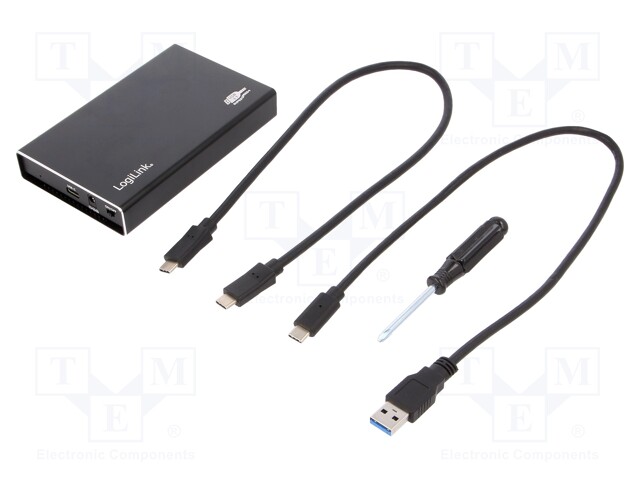 Hard discs housing: 2,5"; supports 1x HDD 2,5" and SSD; black