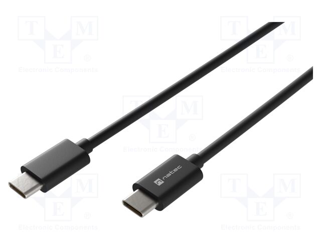 Cable; USB 2.0; USB C plug,both sides; 0.1m; black; 20AWG,28AWG