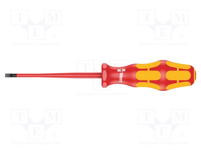Screwdriver; insulated,slim; slot; 4,0x0,8mm; Blade length: 100mm
