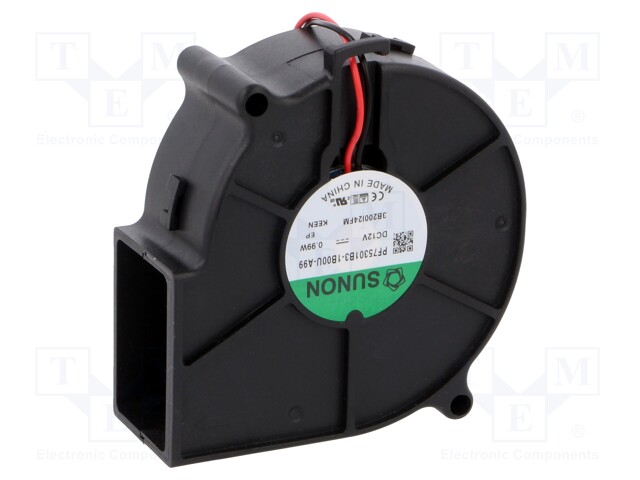 Fan: DC; blower; 12VDC; 75x75x30mm; 18.35m3/h; 32.9dBA; 2400rpm