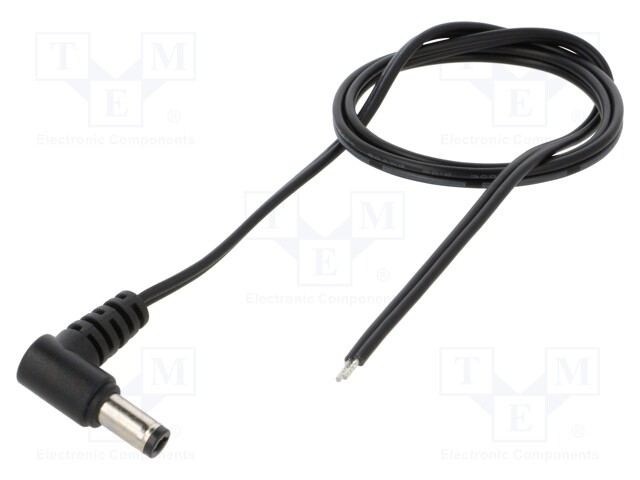 Cable; 2x0.5mm2; DC 5,5/2,5 plug; angled; black-gray,black; 0.5m