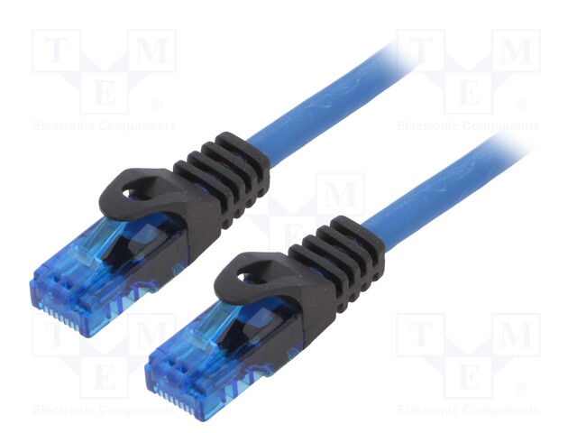 Patch cord; U/UTP; 6a; solid; Cu; blue; 3m; RJ45 plug,both sides