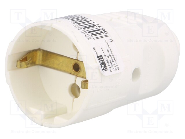 Connector: AC supply; socket; Layout: 2P+PE; white; 230VAC; 16A
