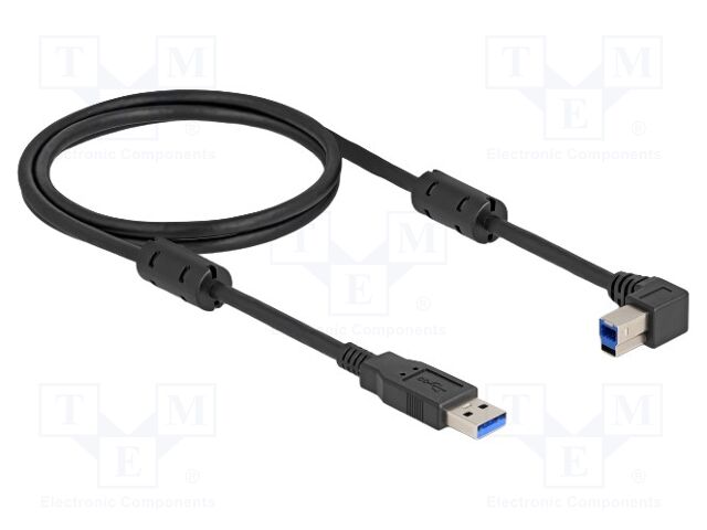 Cable; USB A plug,USB B plug 90° left/right; gold-plated; 1m