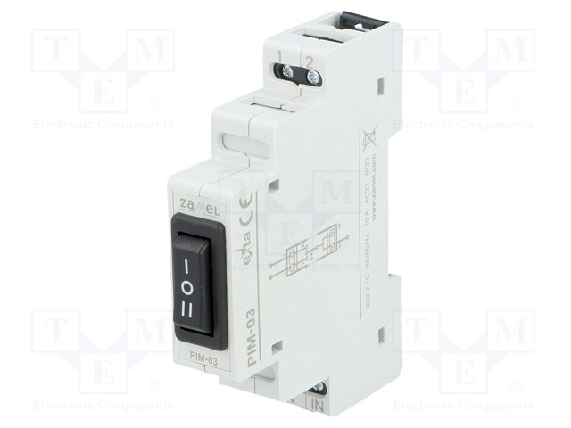 Module: pushbutton switch; Uoper.max: 250VAC; 10A; Mounting: DIN
