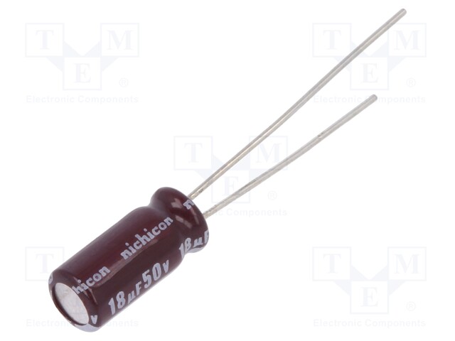 Capacitor: electrolytic; low impedance; THT; 18uF; 50VDC; Ø5x11mm