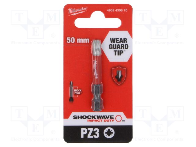 Screwdriver bit; Pozidriv®; PZ3; Overall len: 50mm; Kind: impact