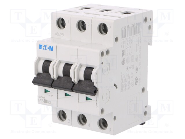 Circuit breaker; 230/400VAC; Inom: 6A; Poles: 3; DIN; Charact: B