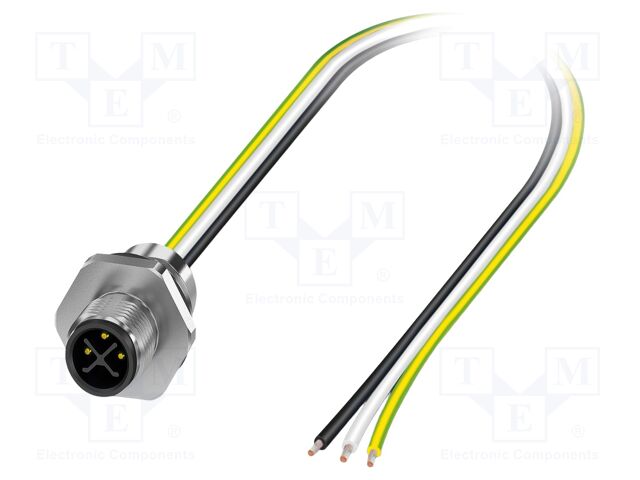 Connector: M12; socket; PIN: 3; male; straight; cables; S; 16A; 1m