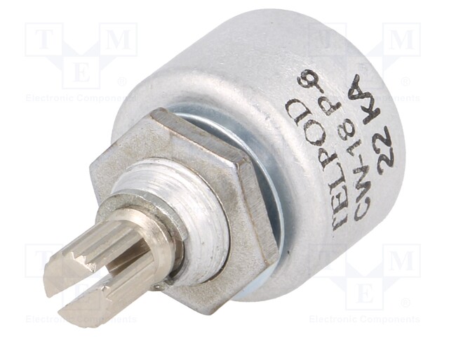 Potentiometer: shaft; single turn; 22kΩ; 1W; ±20%; 4mm; linear; THT