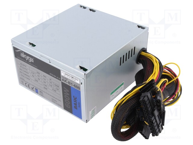 Power supply: computer; ATX; 600W; Features: fan 12cm