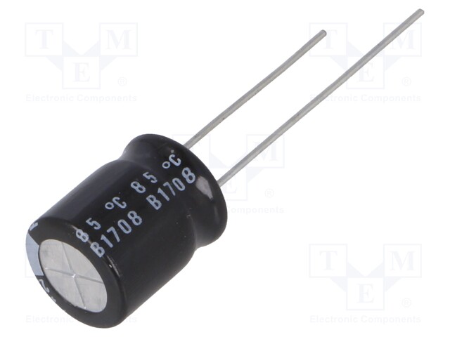 Capacitor: electrolytic; THT; 220uF; 50VDC; Ø10x12.5mm; Pitch: 5mm