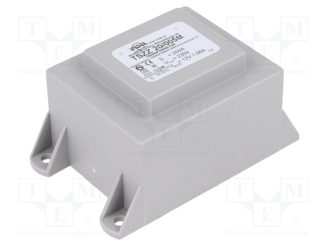Transformer: encapsulated; 20VA; 230VAC; 12V; 1.66A; Mounting: PCB