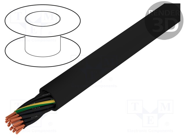 Wire; stranded; Cu; JZ-500-BK; 18G2,5mm2; unshielded; black; PVC